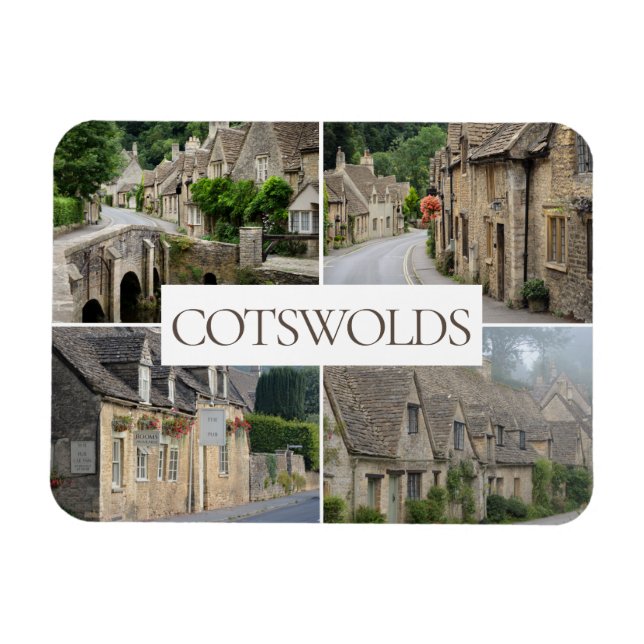 Ímã Cotswolds paisagens de colagem viagem (Horizontal)