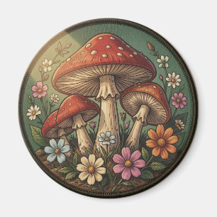 Imã Cottagecore Cogumelos e Flores Silvestres