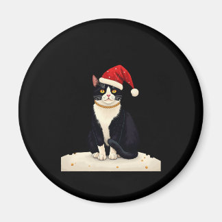 Imã Cottagecore Tuxedo Cat Funny Xmas Aesthetic Santa