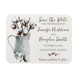 Ímã Cotton Stems in Pitcher Wedding (Algodão em Pitche