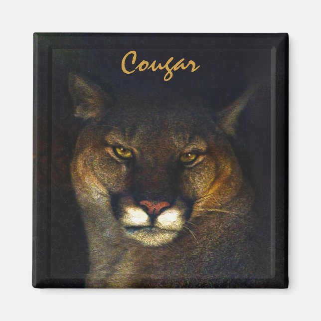 Imã Cougar Mountain Lion Big Cat Art (Frente)