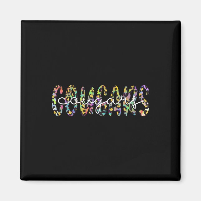 Imã Cougarts School Sports Fan Team Spirit Mascot Gift (Frente)