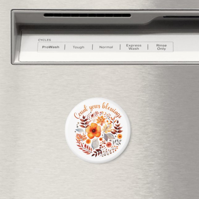 Imã Count Your Blessings – Autumn Floral Wreath (In Situ (Dishwasher))