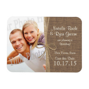 Ímã Country Burlap and Twine Save the Date Photo