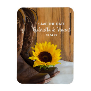 Ímã Country Sunflower Western Weding Save the Date