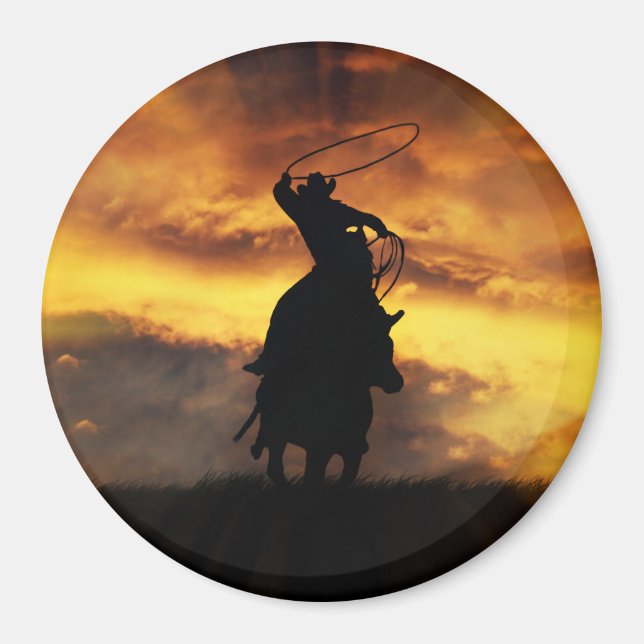 Imã Country Western Cowboy A Partir De Cavalo (Frente)