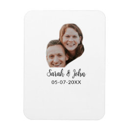 Ímã Couple face photo add name date simple wedding