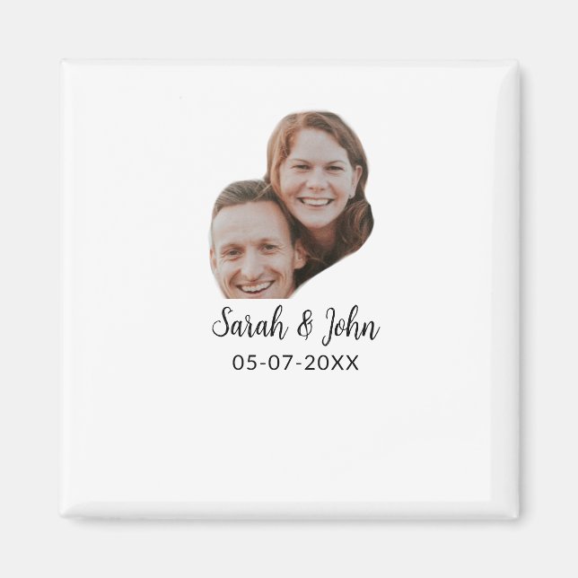 Imã Couple face photo add name date simple wedding  (Frente)