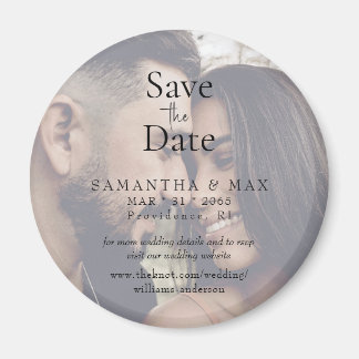 Imã Couple Photo Round Save the Date Wedding