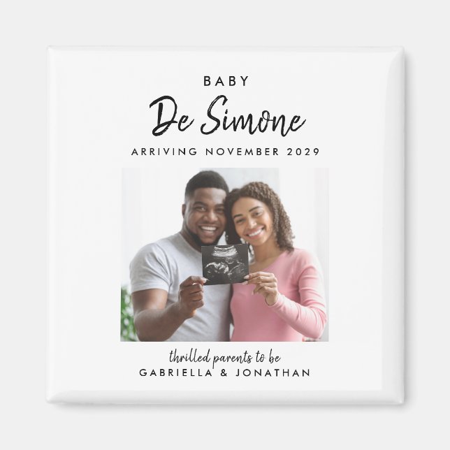 Imã Couple Sonogram Photo Pregnancy Announcement (Frente)