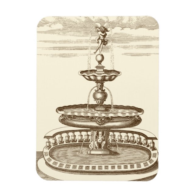 Ímã Courtyard Fountain com Cherub Ornamental (Vertical)