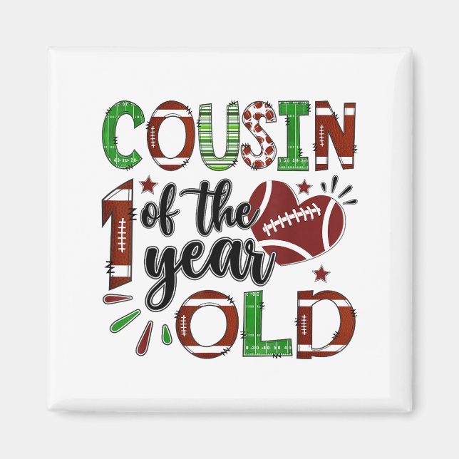 Imã Cousin Of The 1 Year Old Football 1st Birthday Boy (Frente)