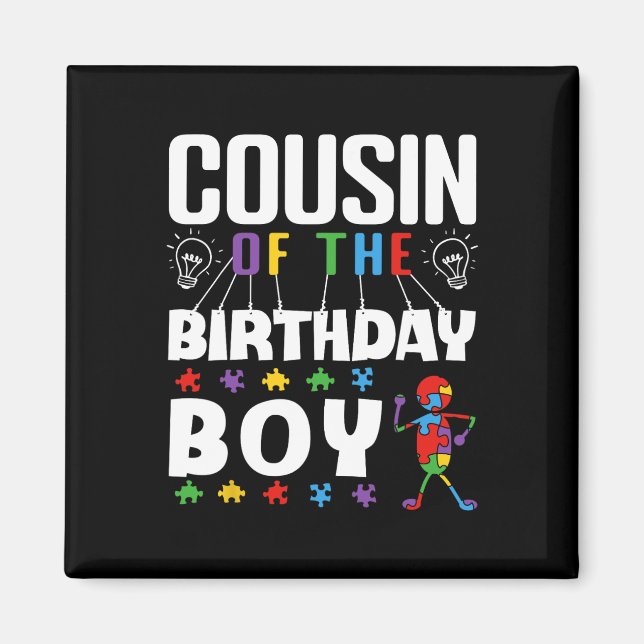 Imã Cousin Of The Birthday Boy Autism Awareness Puzzle (Frente)