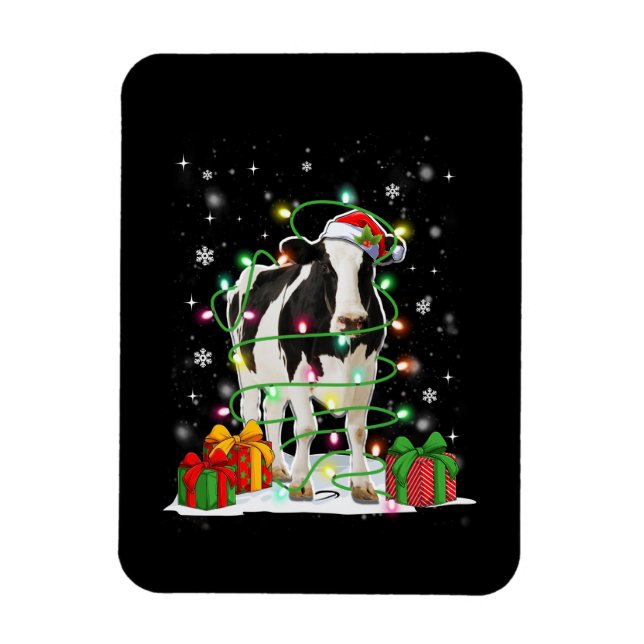 Ímã Cow Reindeer Hata Papais noeis De Natal Luzes Engr (Vertical)