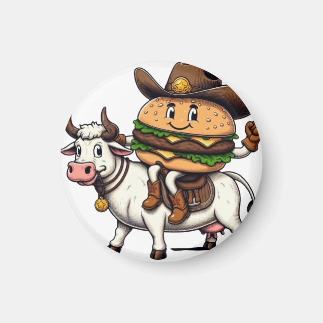 Imã Cow Riding Hamburger (Frente)