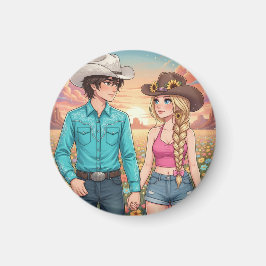 Imã cowboy and cowgirl anime style