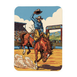 Ímã Cowboy em Rodeo na Viagem Cheyenne Wyoming
