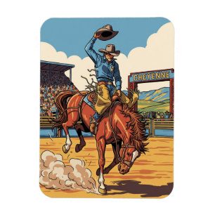 Ímã Cowboy em Rodeo na Viagem Cheyenne Wyoming