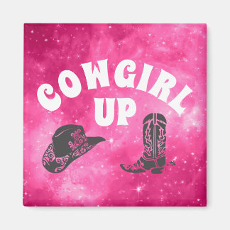 Imã Cowgirl Up Pink Magnet