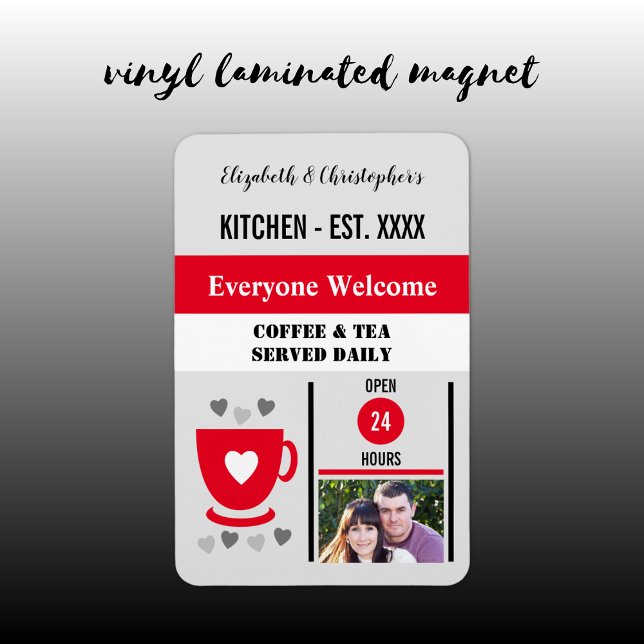 Ímã Cozinha ano de café chá foto vermelha (Criador carregado)