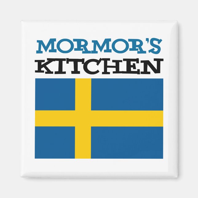 Imã Cozinha de Mormor com a bandeira da Suecia (Frente)