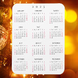 Ímã Cozinha do calendário do ano de Cheio branco preto<br><div class="desc">Escrito elegante e personalizado,  preto e branco simples,  calendário 2025,  alta qualidade,  água e íman flexível resistente a manchas,  para qualquer superfície magnética em casa ou no escritório. Faz um presente personalizado excelente para amigos e família,  para feriados,  natal,  anos novos.</div>