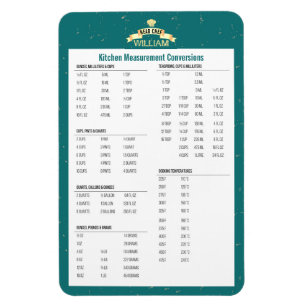 Ímã Cozinha personalizada conversão de medida Chef