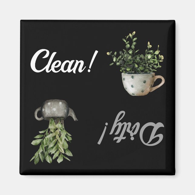 Imã Cozinha preta de Sacudir limpa e suja da máquina d (Frente)