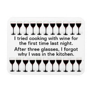 Ímã Cozinhar com Vinho - Engraçado Dizendo em Apron