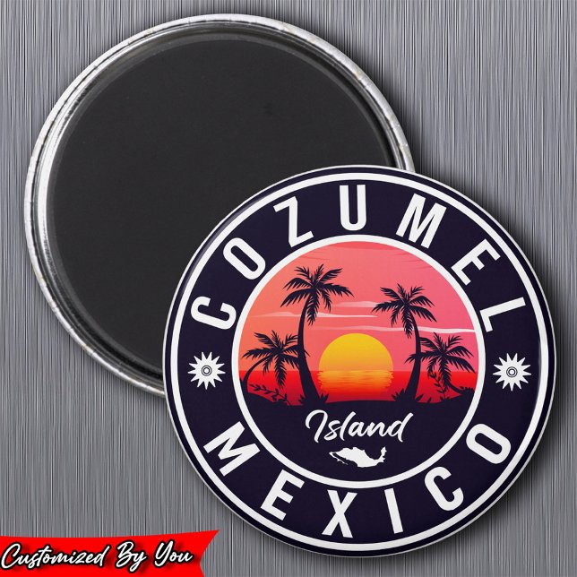 Imã Cozumel México Ilha Retro Sunset Souvenirs (Criador carregado)