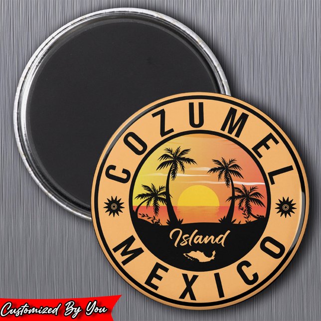 Imã Cozumel México Ilha Retro Sunset Souvenirs (Criador carregado)