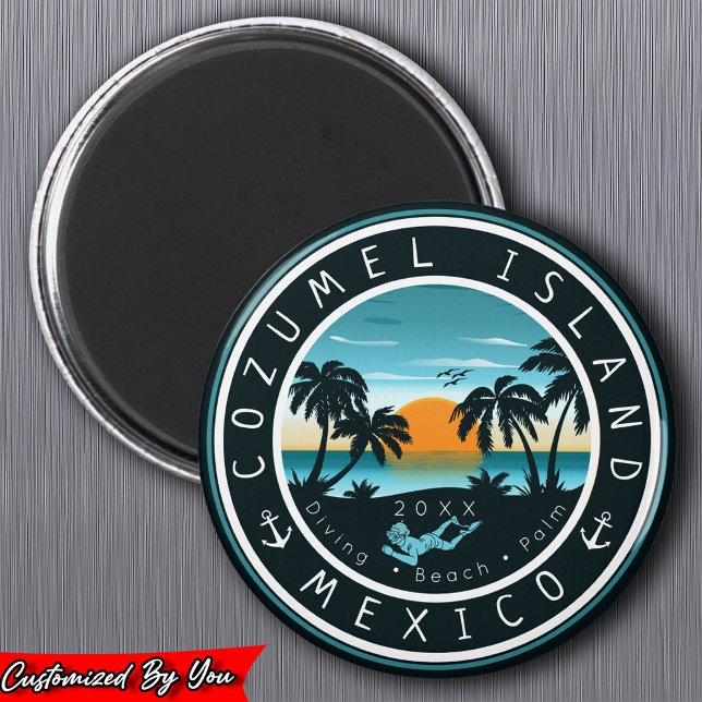Imã Cozumel México Scuba Diving Sunset Souvenir 80 (Criador carregado)