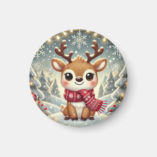 Imã Cozy Christmas Reindeer in a Winter Wonderland