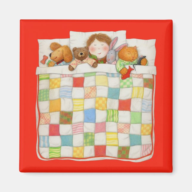 Imã COZY QUILT Square Magnet - Vermelho (Frente)