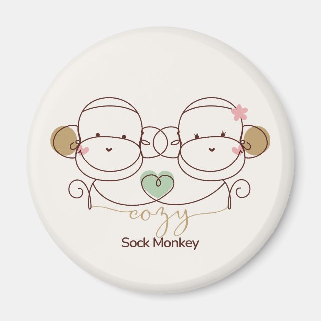 Imã Cozy Sock Monkey (Frente)