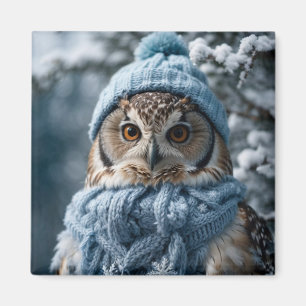 Imã Cozy Whimsical Winter Wonderland Owl