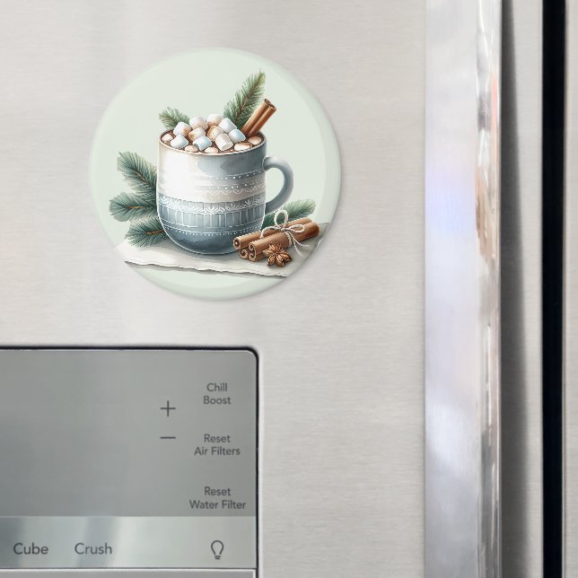 Imã Cozy Winter Cocoa Marshmallow Mug Scene (In Situ (Fridge))