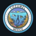 Imã Crachá Cozumel Mexico Scuba<br><div class="desc">Design de arte vetorial Cozumel. Uma ilha mexicana no Mar Caribe que é um porto popular de cruzeiro de navio famoso pelo seu mergulho de cuba.</div>