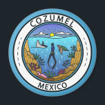 Imã Crachá Cozumel Mexico Scuba<br><div class="desc">Design de arte vetorial Cozumel. Uma ilha mexicana no Mar Caribe que é um porto popular de cruzeiro de navio famoso pelo seu mergulho de cuba.</div>