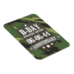 Ímã Crachá do aniversário do dia D com camuflagem