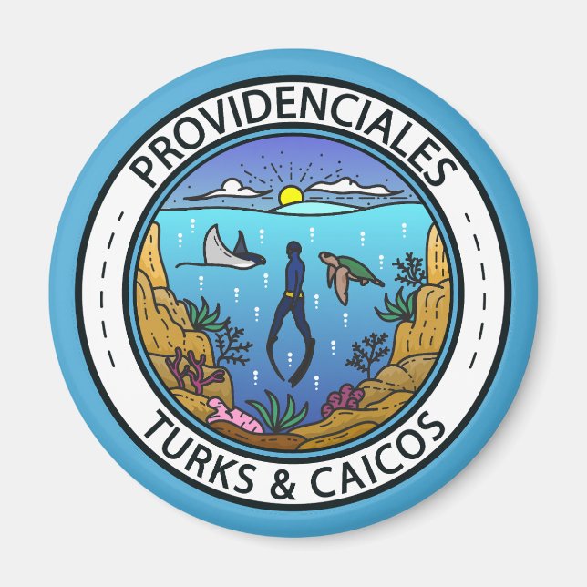 Imã Crachá Providencienciales Turks e Caicos Scuba (Frente)