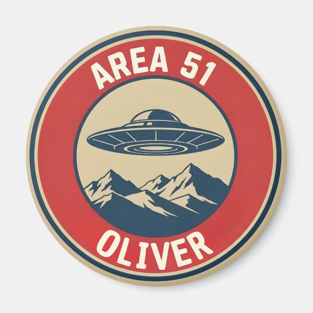 Imã Crachá Retro Classificado Área 51 UFO Alien (Frente)