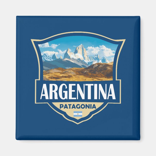 Imã Crachá Retro de Ilustração da Argentina (Frente)