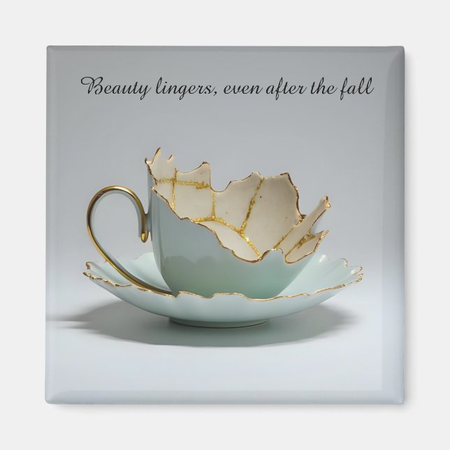 Imã cracked broken teacup inspirational Magnet (Frente)