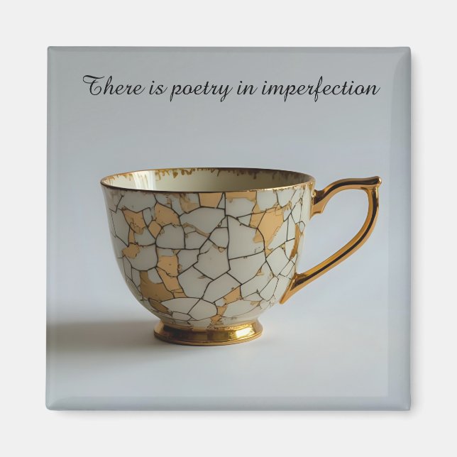 Imã cracked broken teacup inspirational Magnet (Frente)