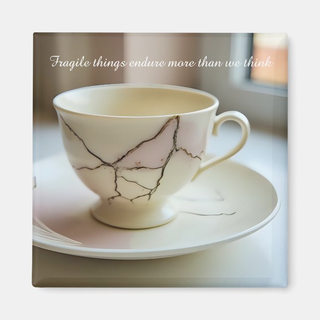 Imã cracked broken teacup inspirational Magnet (Frente)