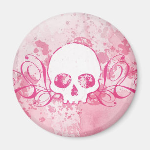 Imã Crânio com placas cor-de-rosa e espirais