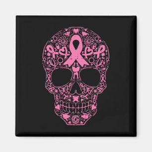 Imã Crânio Crânio Fita Rosa Fita Calavera Cancer Awa
