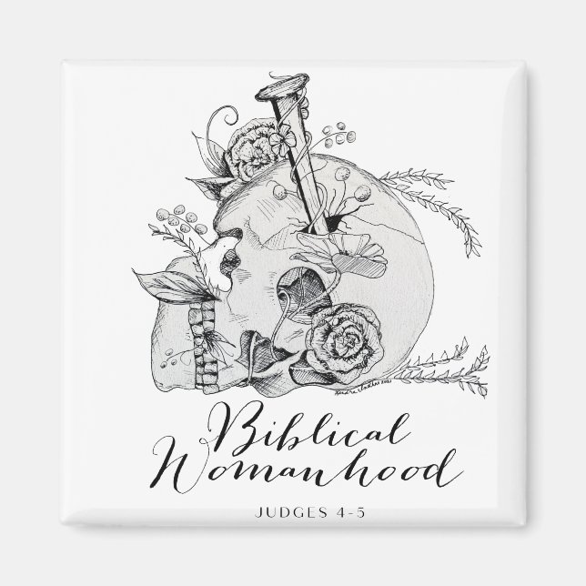 Imã Crânio da Mulher Bíblica - Jael e o Peg da Tenda (Frente)
