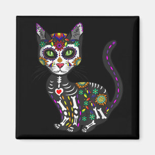 Imã Crânio De Açúcar Gato Mexicano Dia das Bruxas d